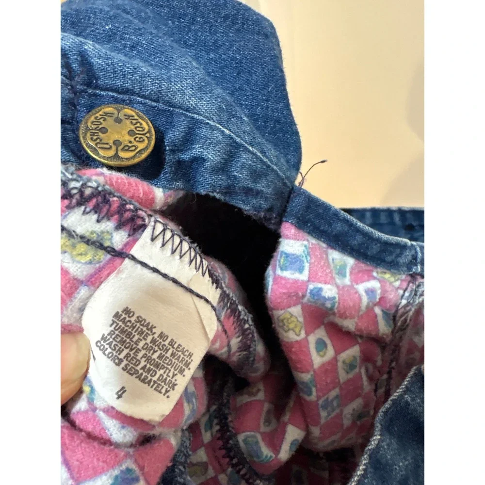 Vintage OshKosh Bgosh Vestbak Denim Flannel Lined Overalls Dark Wash Kids Size 4